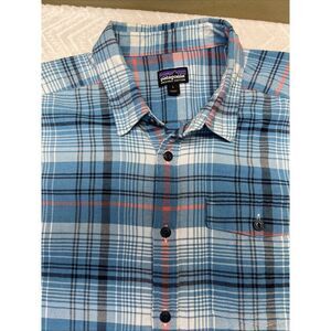 Patagonia Shirt Mens L Blue Plaid Organic Cotton Long Sleeve‎ Button Up